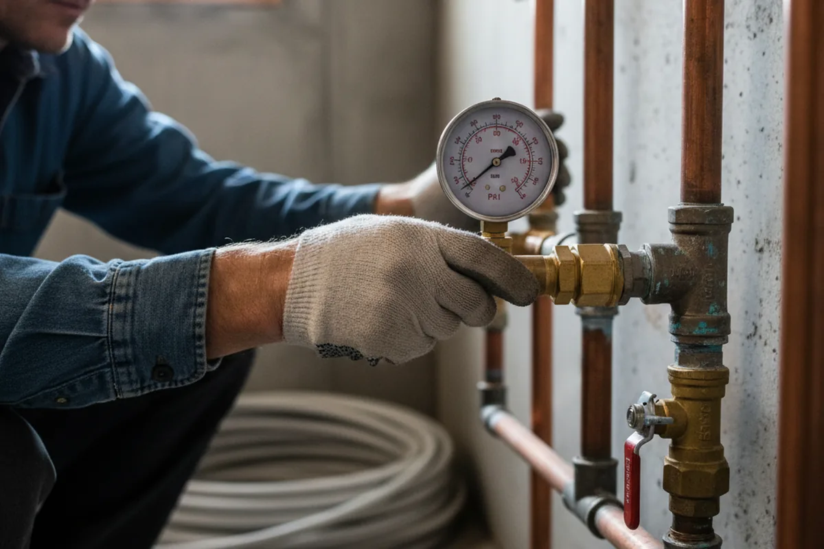 Pressure testing a repaired line during Water Line Repair in Colville